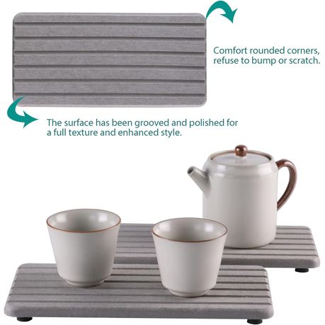 Cart In Mart Water Absorbent Diatomite Coasters Rectangle Quick Drying Stone-2 Pack