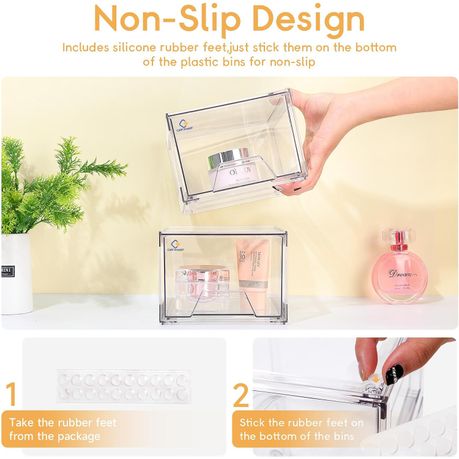 Cart In Mart Clear Acrylic Storage Drawer Bins Stackable Multipurpose Organizers-4 Pack