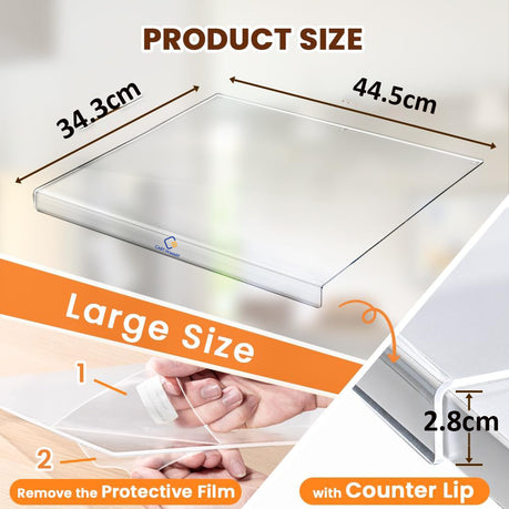 Cart In Mart Clear Acrylic Cutting Board With Counter Lip For Kitchen Non-Slip