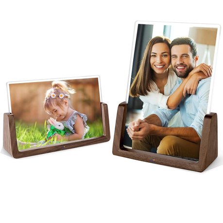 Cart In Mart 2 Pack Photo 5x7" Horizontal & Vertical Family Picture Frames-Walnut Wood