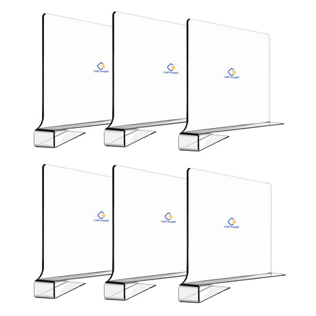 Cart In Mart 6 Piece Clear Acrylic Shelf Dividers Organiser For Closet Wardrobe Drawer