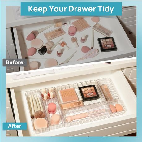 Cart In Mart 7 Piece Clear Acrylic Drawer Organiser Bins Stackable Cosmetic Makeup Trays
