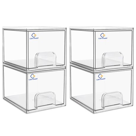 Clear Acrylic Storage Drawer Bins Stackable Multipurpose Organizers-4 Pack