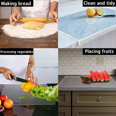 Cart In Mart Clear Acrylic Cutting Board With Counter Lip For Kitchen Non-Slip