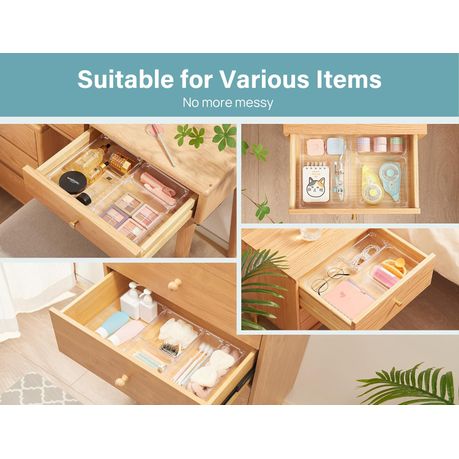 Cart In Mart 28 Piece Clear Acrylic Plastic Drawer Organizer Set 4 Sizes For Cosmetics