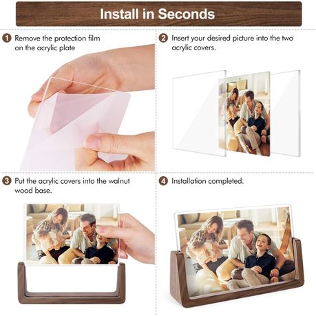 Cart In Mart 2 Pack 6x4" Photo Horizontal & Vertical Family Picture Frames-Walnut Wood