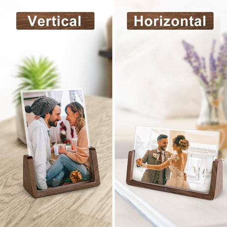 Cart In Mart 2 Pack 6x4" Photo Horizontal & Vertical Family Picture Frames-Walnut Wood