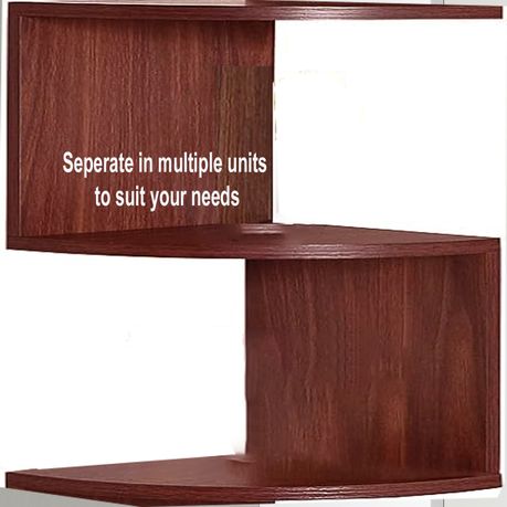 Cart In Mart 5 Tier Floating Corner Shelves For Wall Hanging Bookshelf DÃecor - 123cm Long - Deep Walnut - 123.0 cm