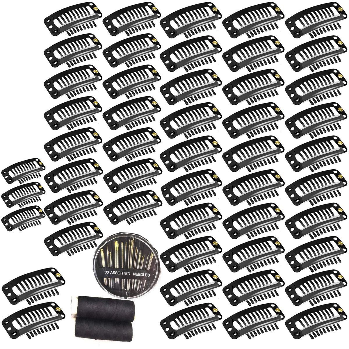 Cart In Mart 50 Pack Hair Extension Wig Clips 9 Teeth Metal Steel Clipper