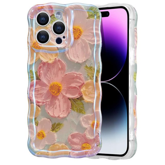 Cart In Mart Colorful Glossy Flower Cover for iPhone 15 Pro for Girls / Women