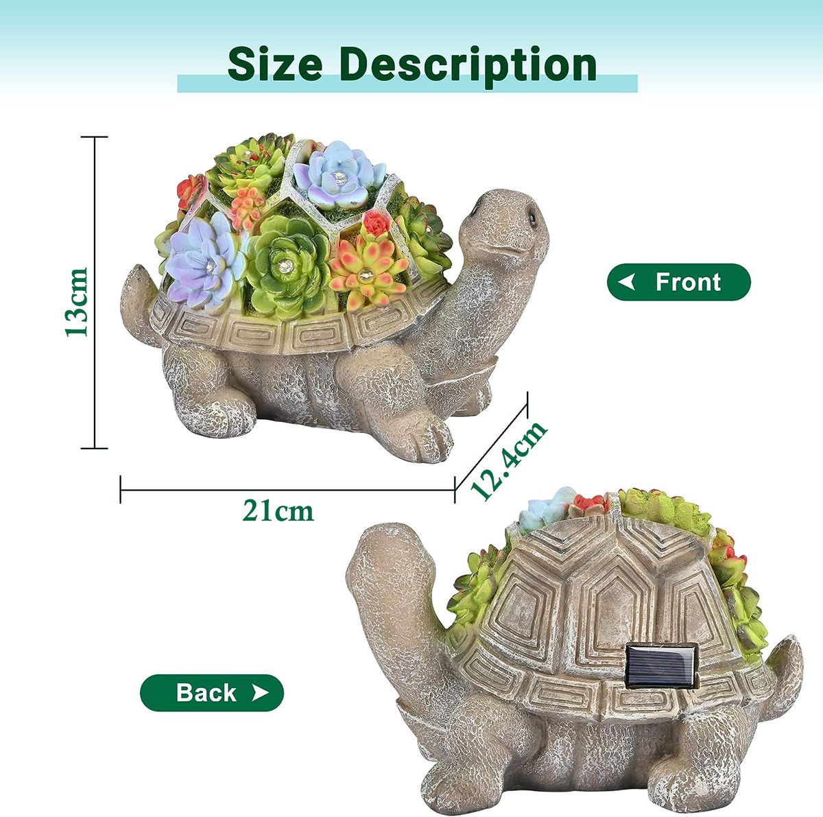 Cart In Mart Solar Garden Turtle Statue Tortoise With Lights For Outdoor Patio Yard