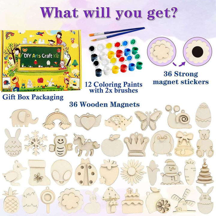 DIY Wooden Magnets Painting Art & Craft Kit Educational Toy For Kids