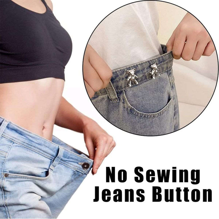 8 Pairs Bear Jeans Pant Waist Tightener Adjustable Buttons Pins Clips