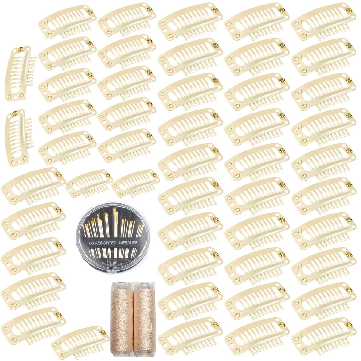 Cart In Mart 50 Pack Hair Extension Wig Clips 9 Teeth Metal Steel Clipper