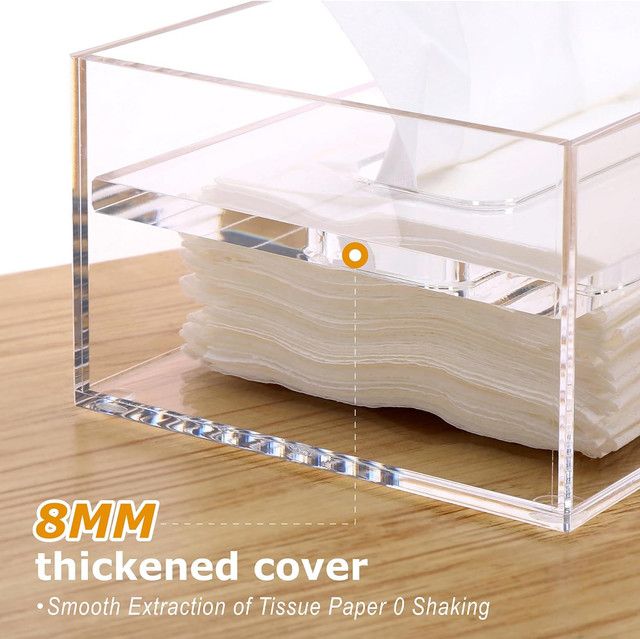 Cart In Mart 2 Pack Perspex Clear Acrylic Tissue Box Set with 100 Tissue Papers