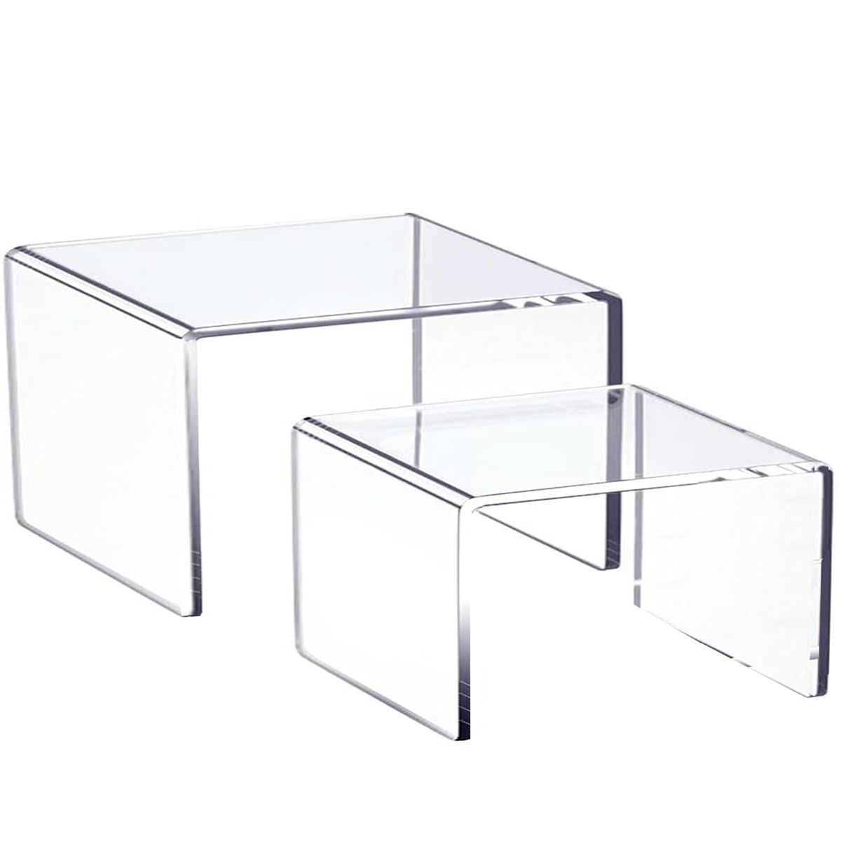 2 Pack Clear Cabinet Spice Organiser Shelf For Kitchen Countertop Desk