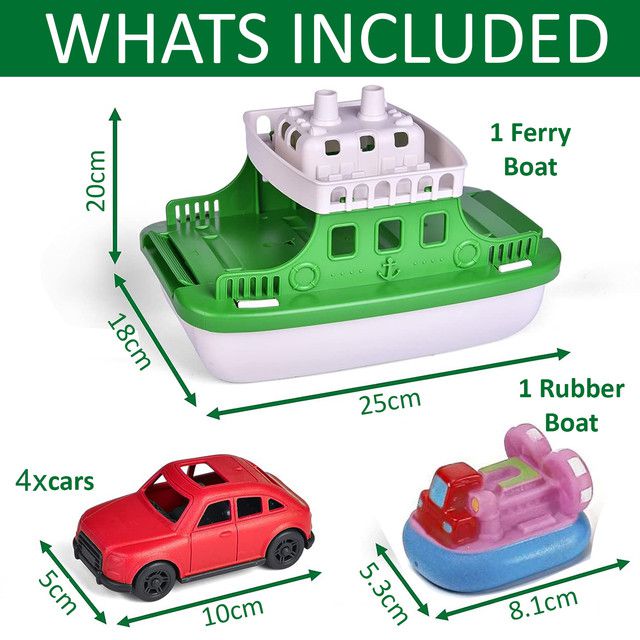 Cart In Mart 6 Piece Ferry Boat Bath Toys for Toddlers with Mini Cars & Boat Squirter