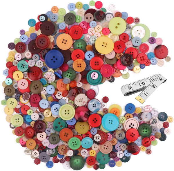 2400 Piece Round Resin Buttons Mixed Color Assorted Sizes For Crafts Sewing