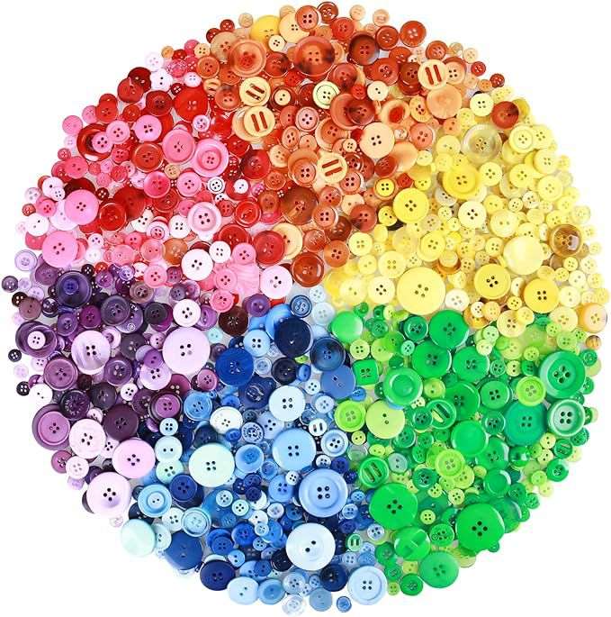 1500 Pieces Round Resin Buttons Mixed Color For Crafts Sewing