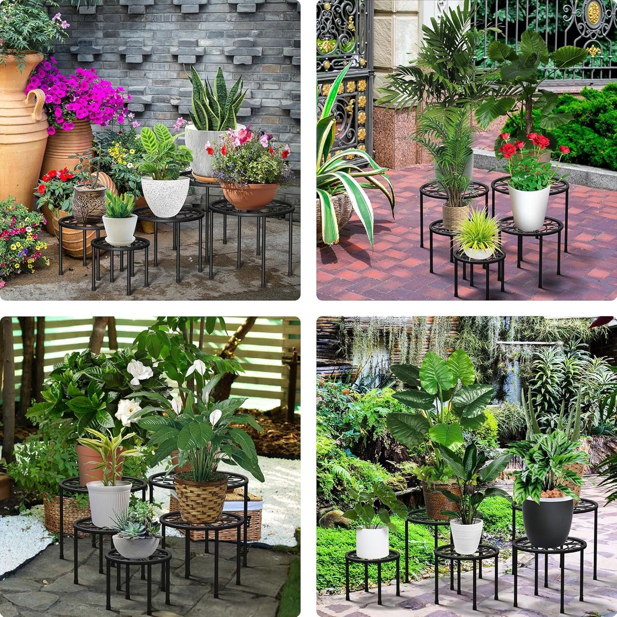 5 Piece Metal Plant Stands For Indoor Outdoor Flower Pot Diasplay-5 Size| Cart In Mart