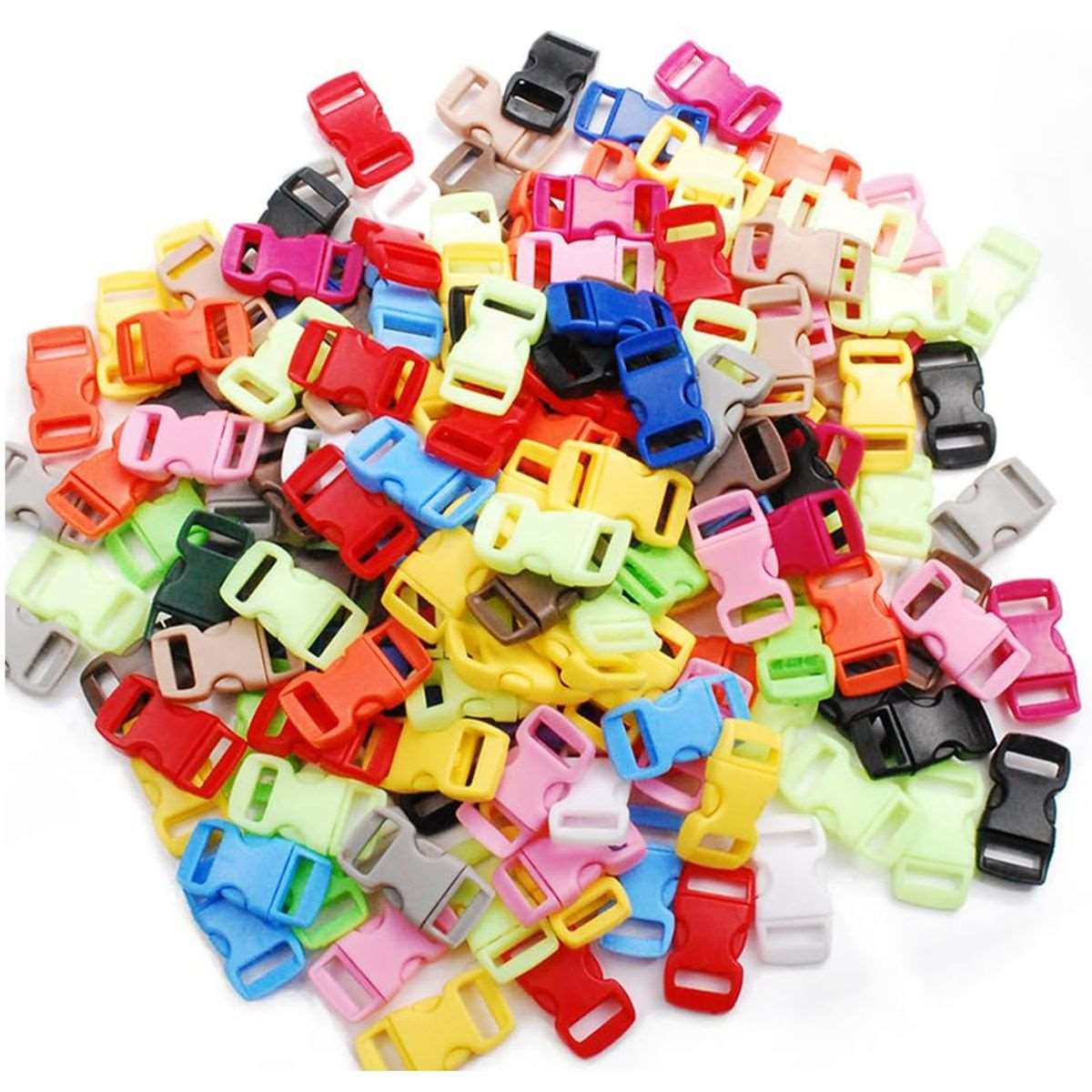 100 Pack Assorted Paracord Buckles For Bracelet DIY Craft Pet Collar