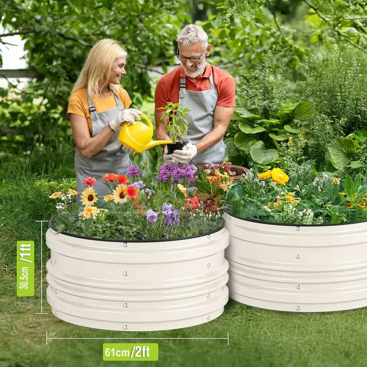 Galvanised Metal Raised Bed Vegetable Planter Box For Outdoor Garden -Round| Cart In Mart