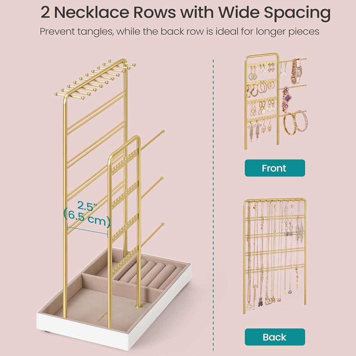 Jewelry Holder Organiser Stand For Necklace Bracelet Earring Studs Display- Cart In Mart