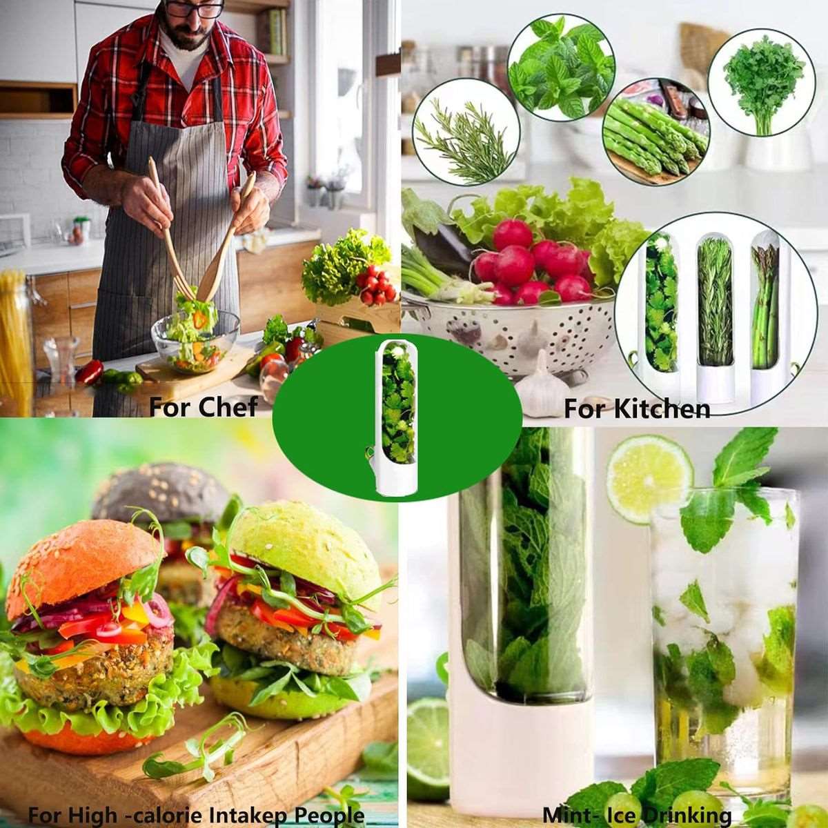 Herb Savor Pods and Scissor Set For Refrigerator Fresh Keeper Storage - 3 Piece
