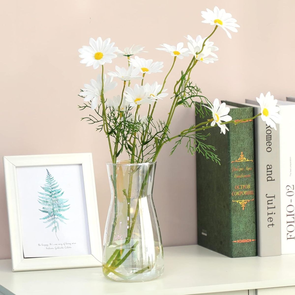 Cart In Mart Unique Iridescent Glass Translucent Decorative Vase For Flowers-20.5cm Tall