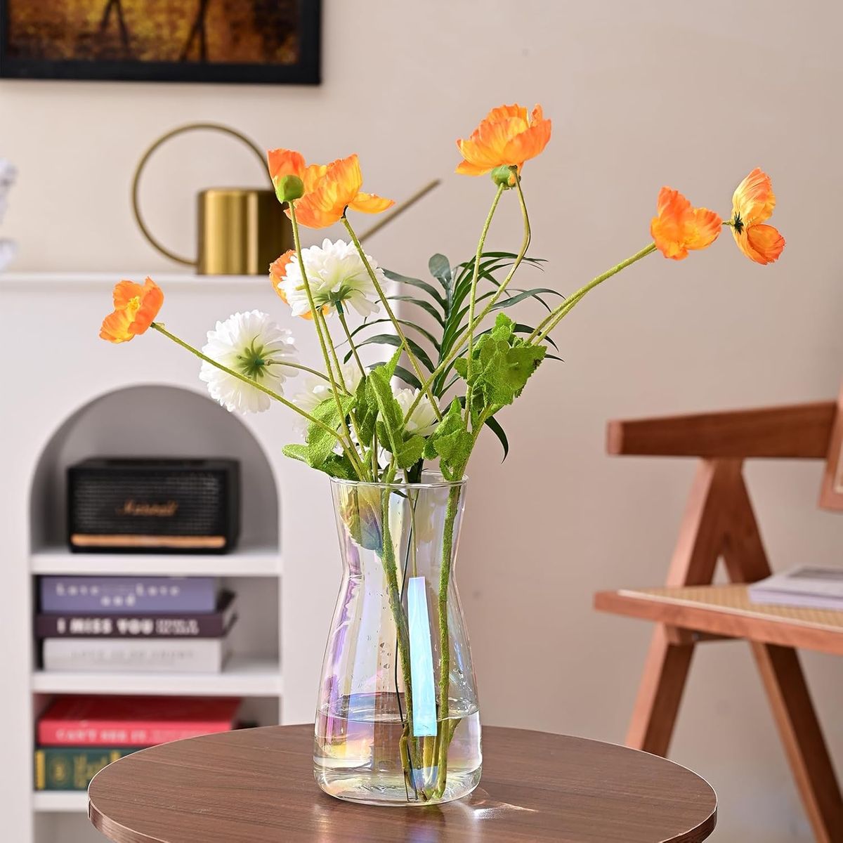 Cart In Mart Unique Iridescent Glass Translucent Decorative Vase For Flowers-20.5cm Tall