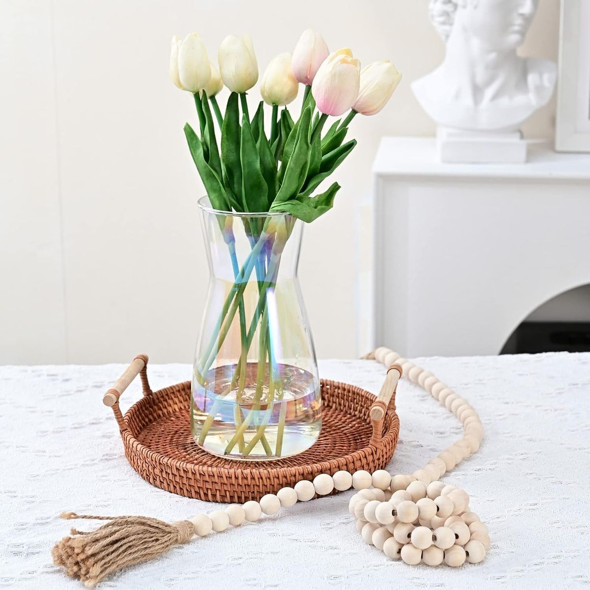 Cart In Mart Unique Iridescent Glass Translucent Decorative Vase For Flowers-20.5cm Tall