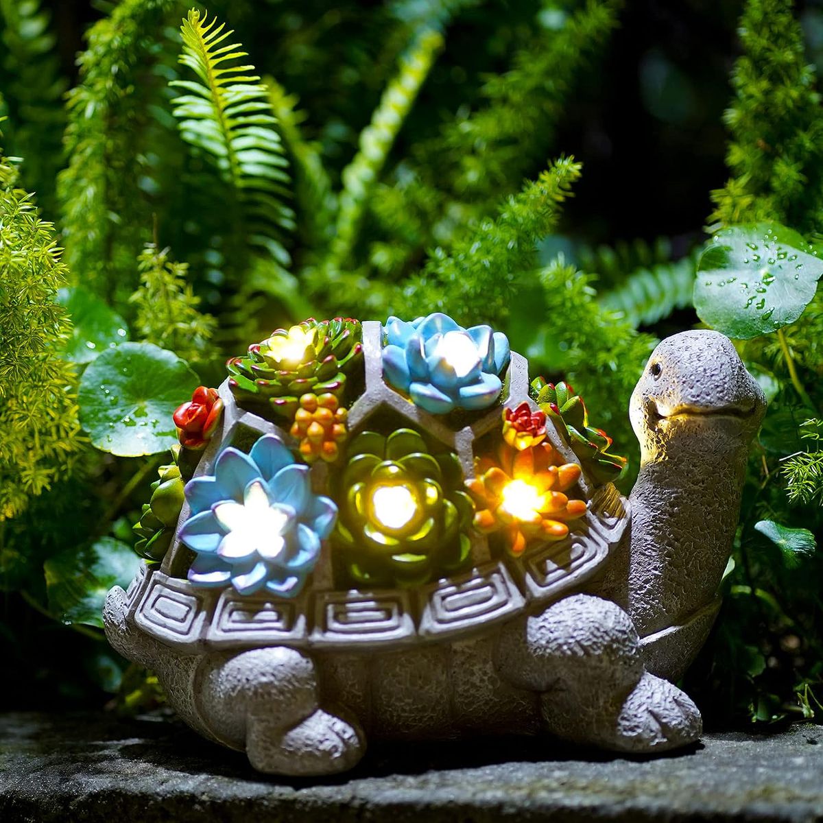 Cart In Mart Solar Garden Turtle Statue Tortoise With Lights For Outdoor Patio Yard