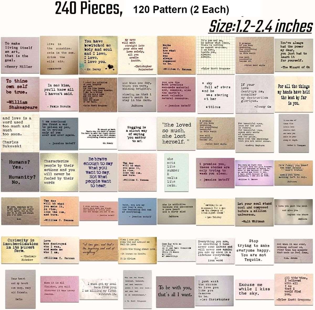 240 Piece Vintage Retro Style Motivational Quote Scrapbook Stickers-2 Each