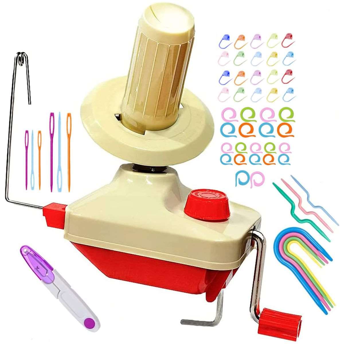 55 Piece Manual Yarn Ball Winder & Wool Stitch Knitting Needle Kit