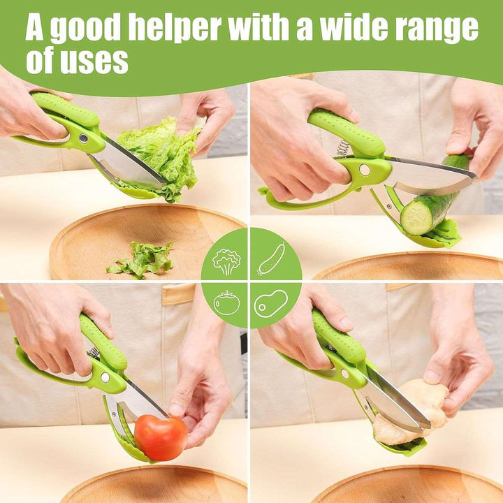 Kitchen Salad Herb Double Blade Scissors Chopper Slicer