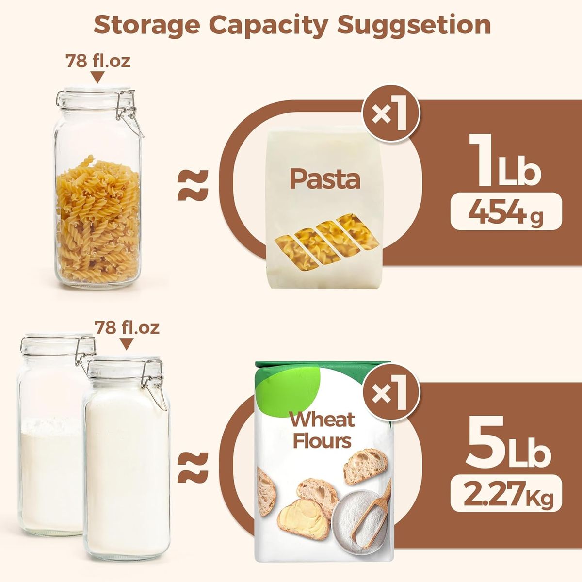 3 Pack Airtight Glass Food Storage Containers Canister With Clip/Lid | Cart In Mart