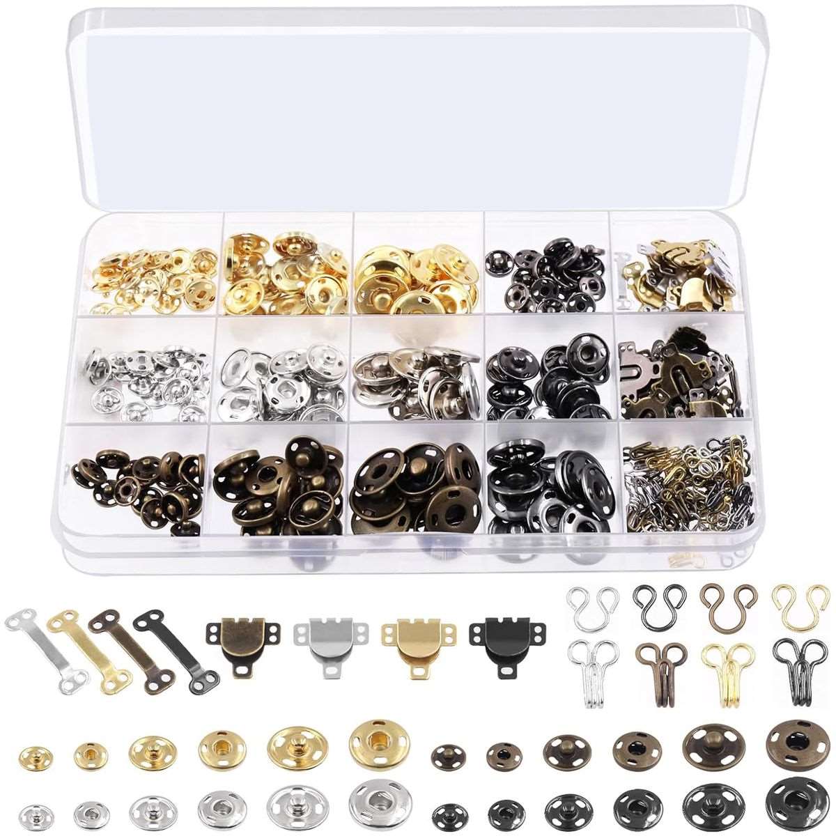 152 Piece Sewing Hooks and Eyes Closure Set 3 Styles
