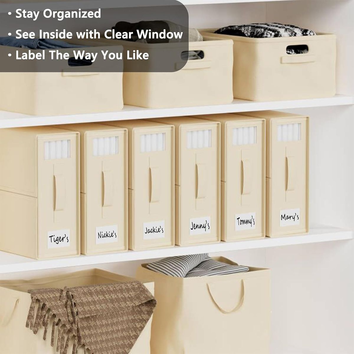Bed Sheet Organisers & Storage For Linen Closet Foldable - 6 Pack - Beige (XL)| Cart In Mart