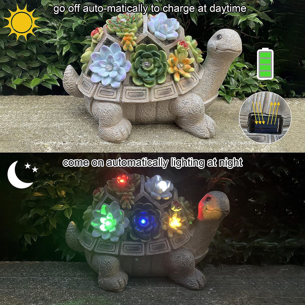 Cart In Mart Solar Garden Turtle Statue Tortoise With Lights For Outdoor Patio Yard