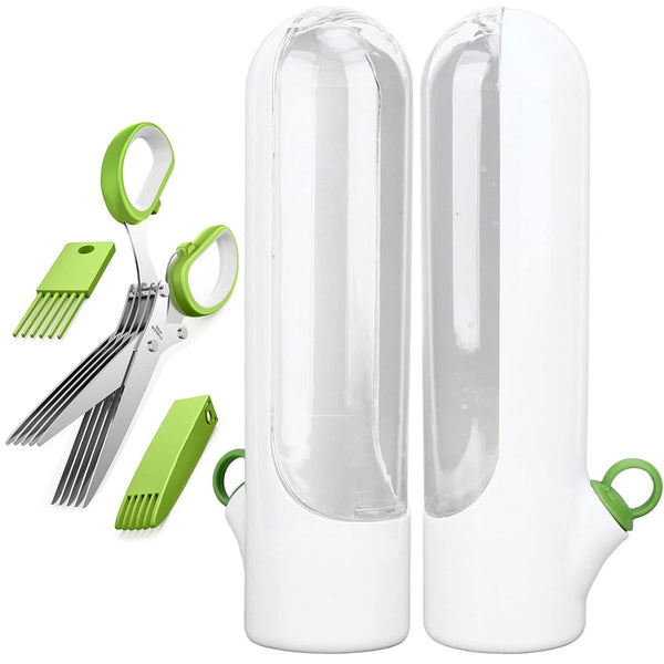 Herb Savor Pods and Scissor Set For Refrigerator Fresh Keeper Storage - 3 Piece