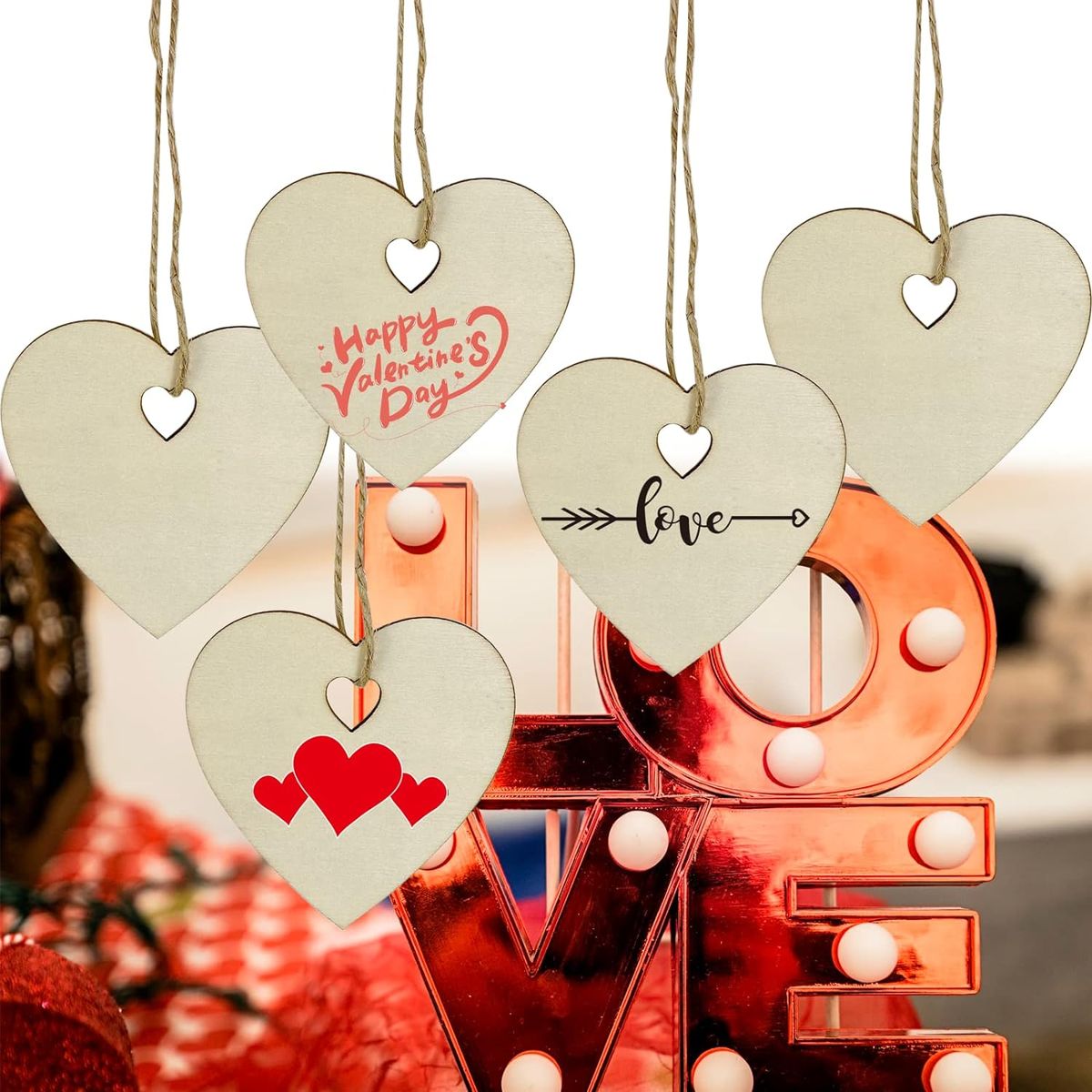 Cart In Mart 60Pcs Wooden Heart Blank Wood Slices Craft DIY
