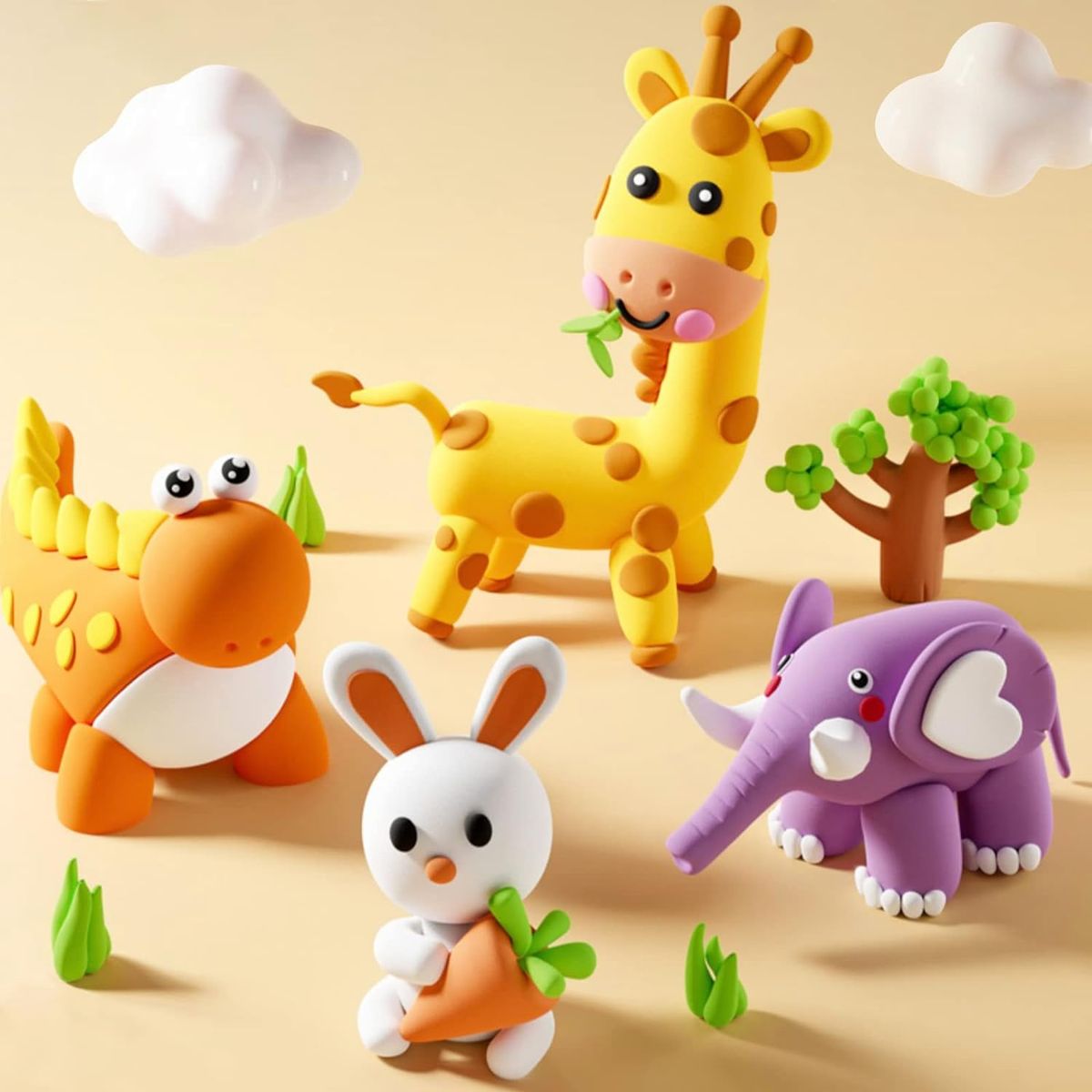 Cart In Mart 24 Colors Air Dry Modelling Clay Kit For Kids-Ultra Light & Soft- 64 Pcs