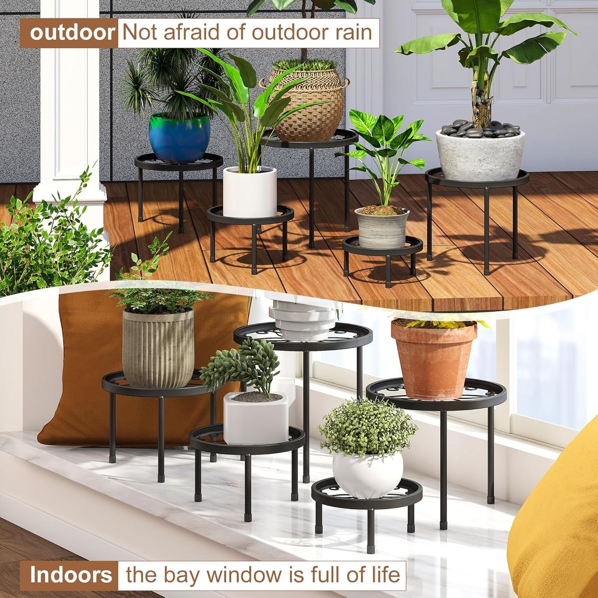 5 Piece Metal Plant Stands For Indoor Outdoor Flower Pot Diasplay-5 Size| Cart In Mart