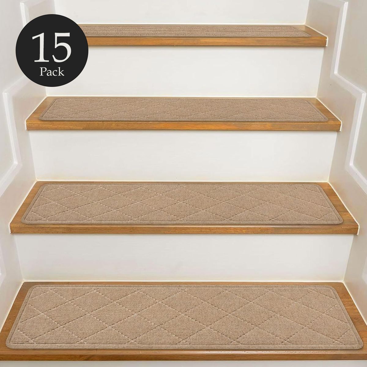 Cart In Mart|15 Pack Edging Stair Treads Non-Slip Carpet Mat For Wooden Floor-76x20cm