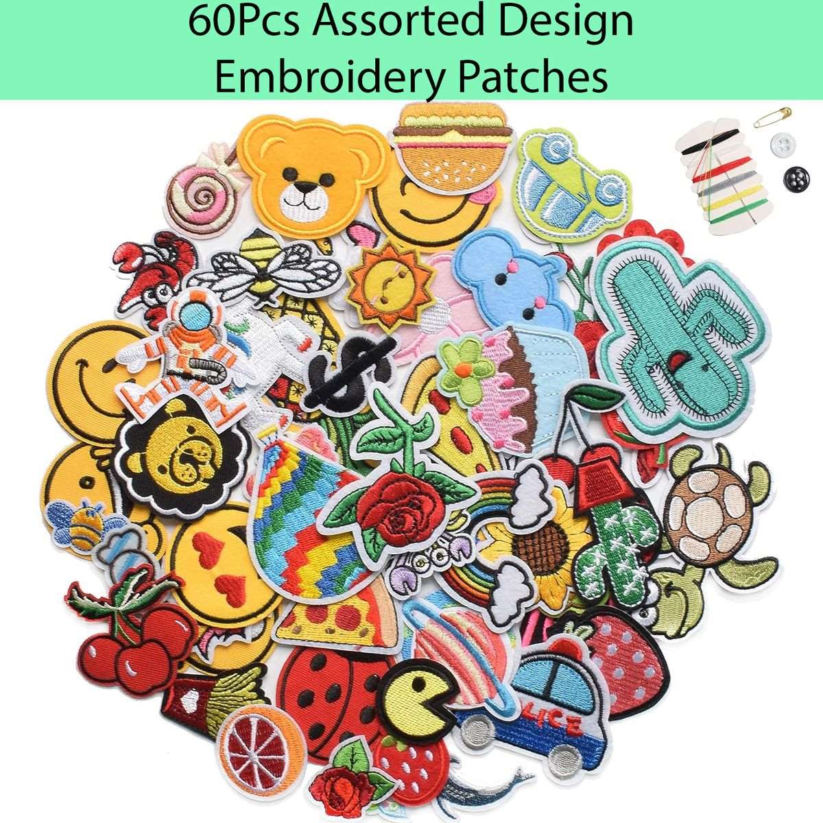 60 Pack Assorted Iron on Repair Patch For Jeans Denim Fabric