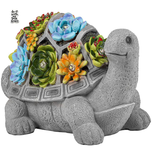 Solar Garden Turtle Statue Tortoise With Lights For Outdoor Patio Yard