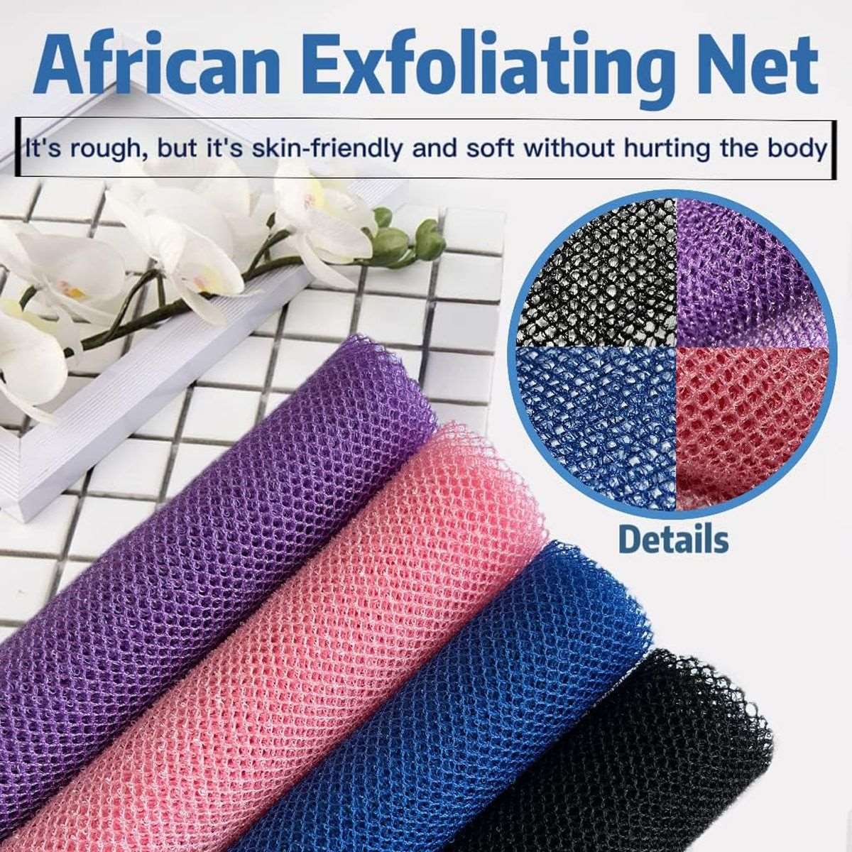African Net Exfoliating Bath Sponges - Set of 4