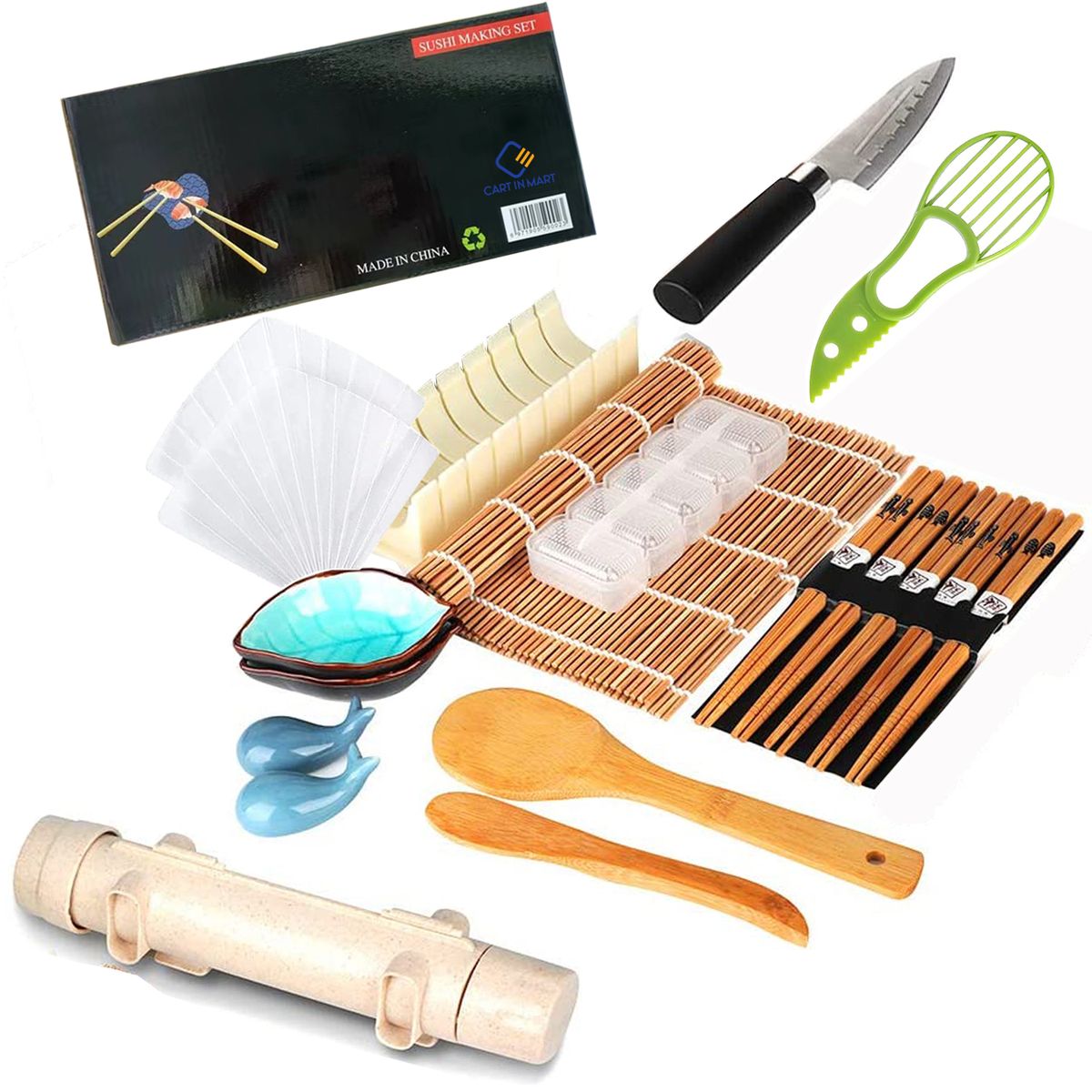 Cart In Mart 21 in 1 Sushi Making Kit With Bazooka Roller