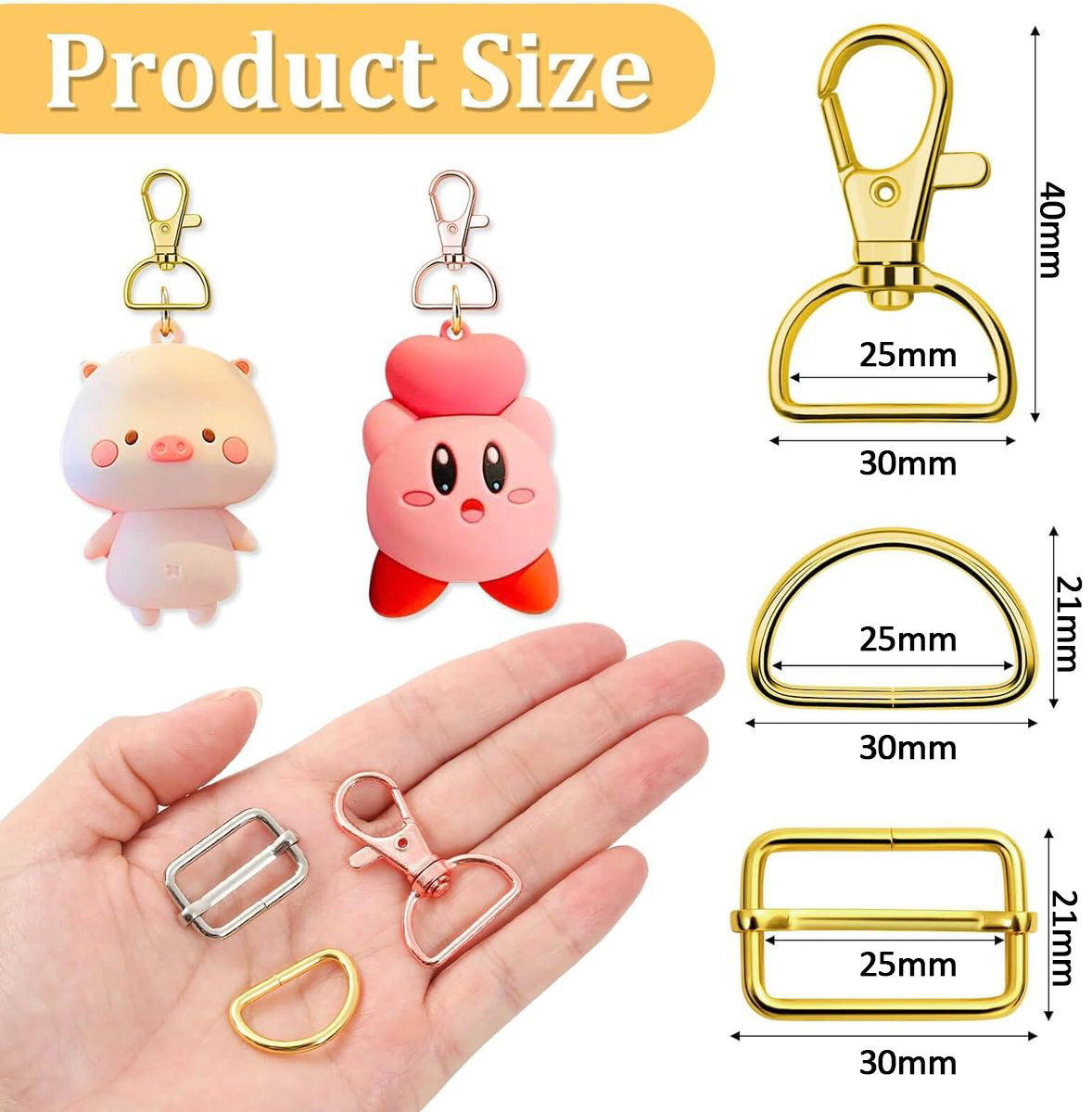 Cart In Mart 57 Piece Keychain With Swivel Hook D Rings & Side Buckles For Handbag