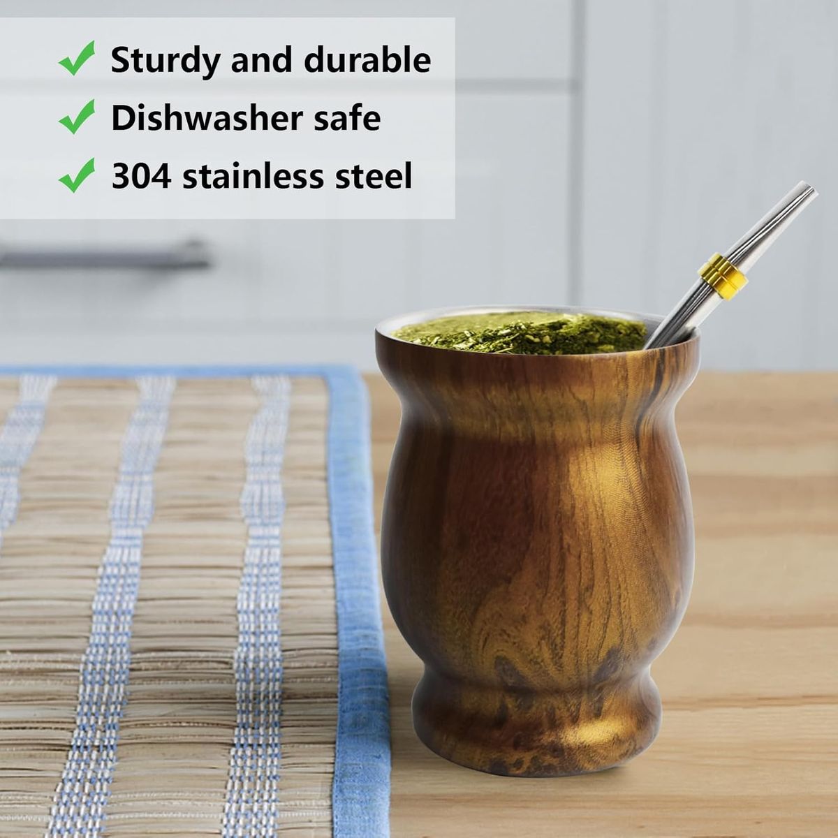 Yerba Mate Cup Set-Double Wall Stainless Steel With 2 Bombilla Brush|Cart In Mart